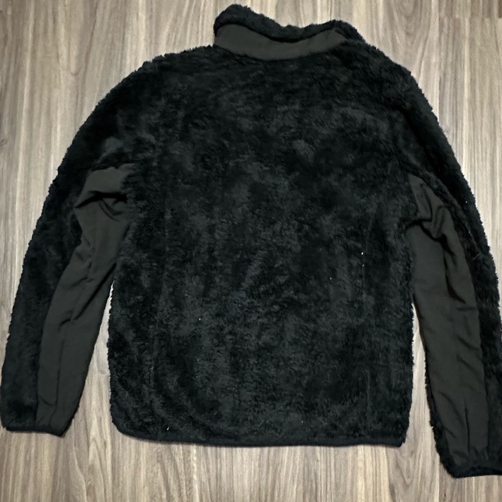 NEW BALANCE NB Full Zip Fleece Pile Faux Fur Jacket Black - Picture 4 of 5